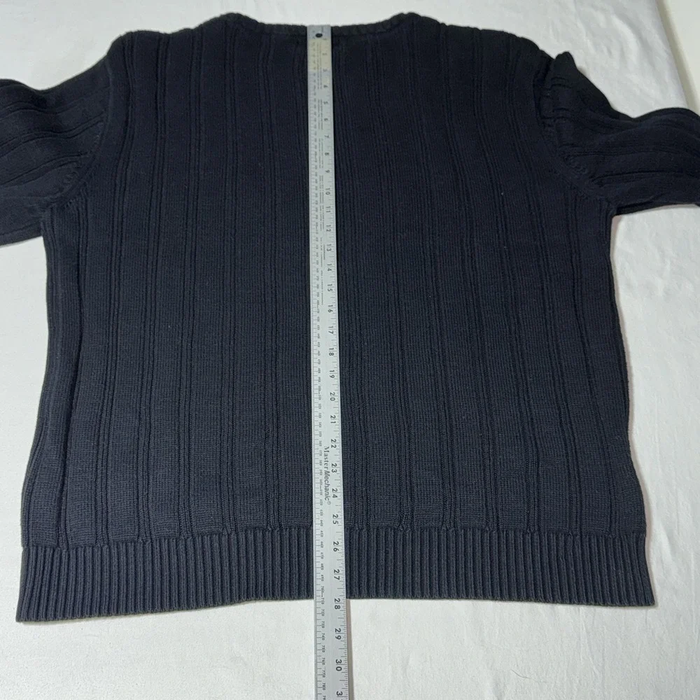 Nautica Sweater Mens XXL Chunky Ribbed Cable Knit 3D Heavy Pullover Preppy Black